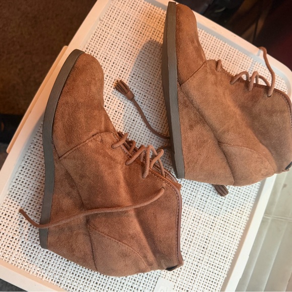 Madden Girl Shoes - Madden Girl Brown Suede Wedge Booties